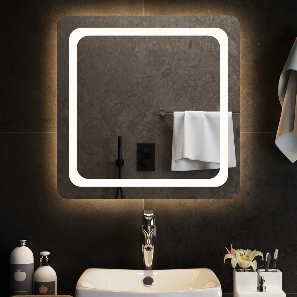 LED vonios veidrodis Skaidrus 60 x 60 cm grūdintas stiklas