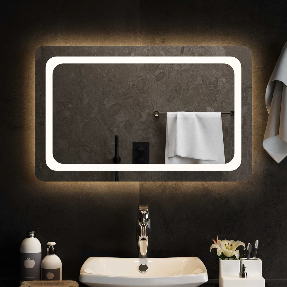 LED vonios veidrodis Skaidrus 80 x 50 cm grūdintas stiklas