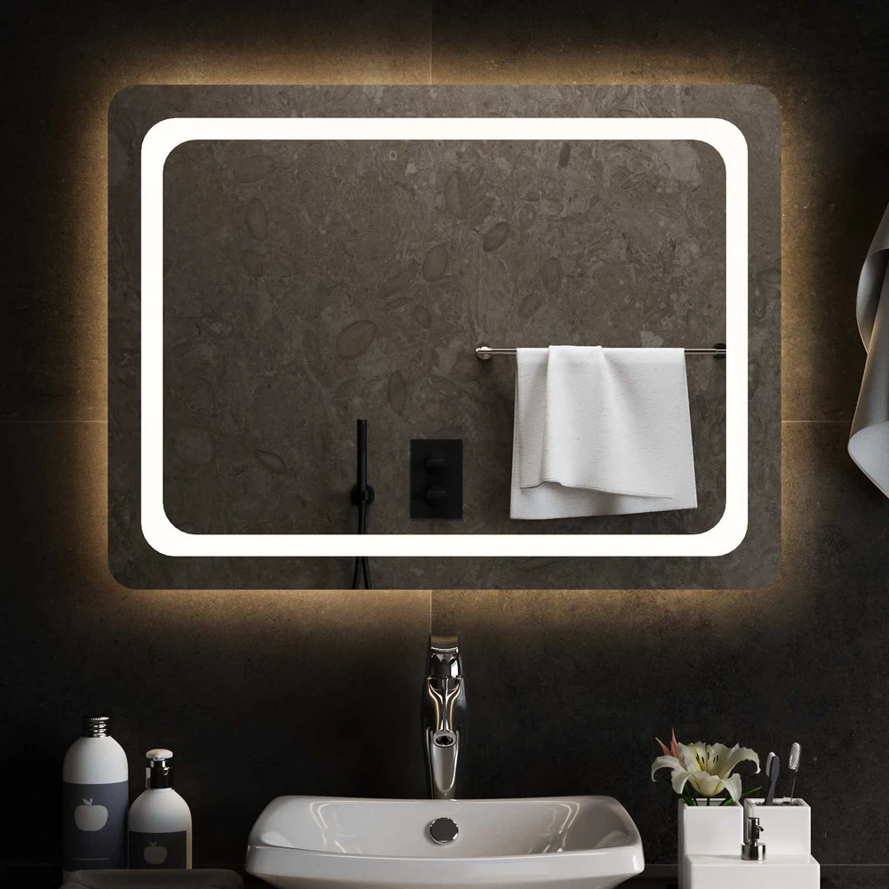 LED vonios veidrodis Skaidrus 80 x 60 cm grūdintas stiklas