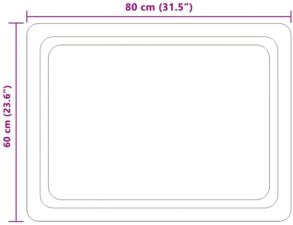 LED vonios veidrodis Skaidrus 80 x 60 cm grūdintas stiklas