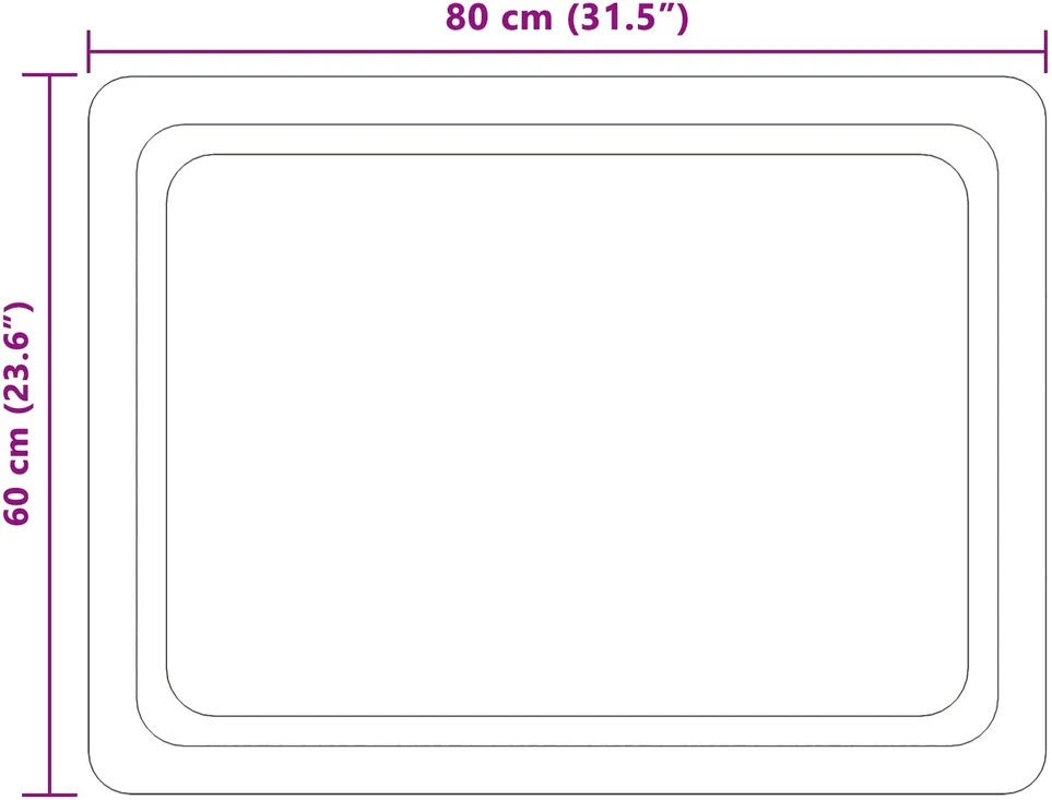 LED vonios veidrodis Skaidrus 80 x 60 cm grūdintas stiklas