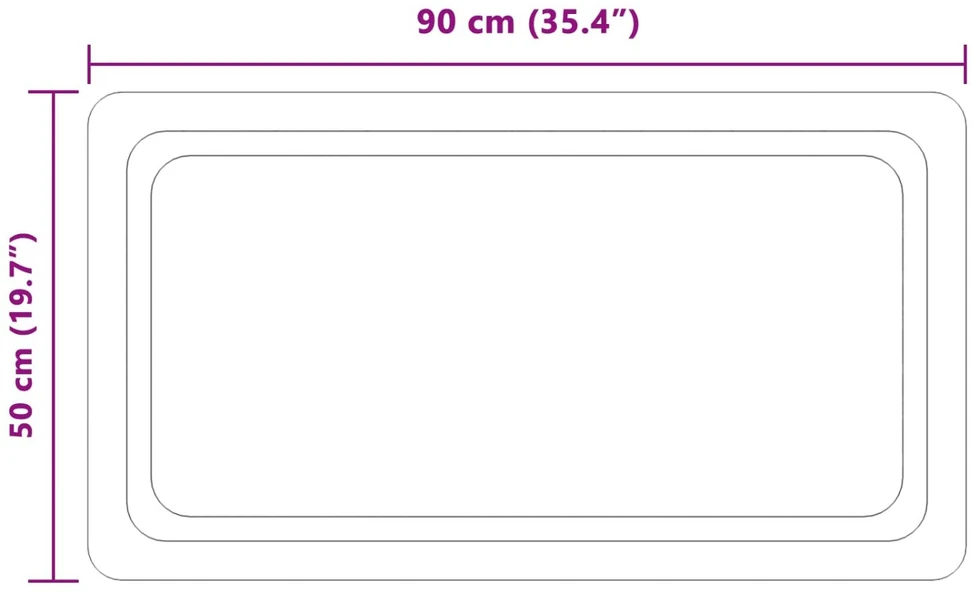 LED vonios veidrodis Skaidrus 90 x 50 cm grūdintas stiklas