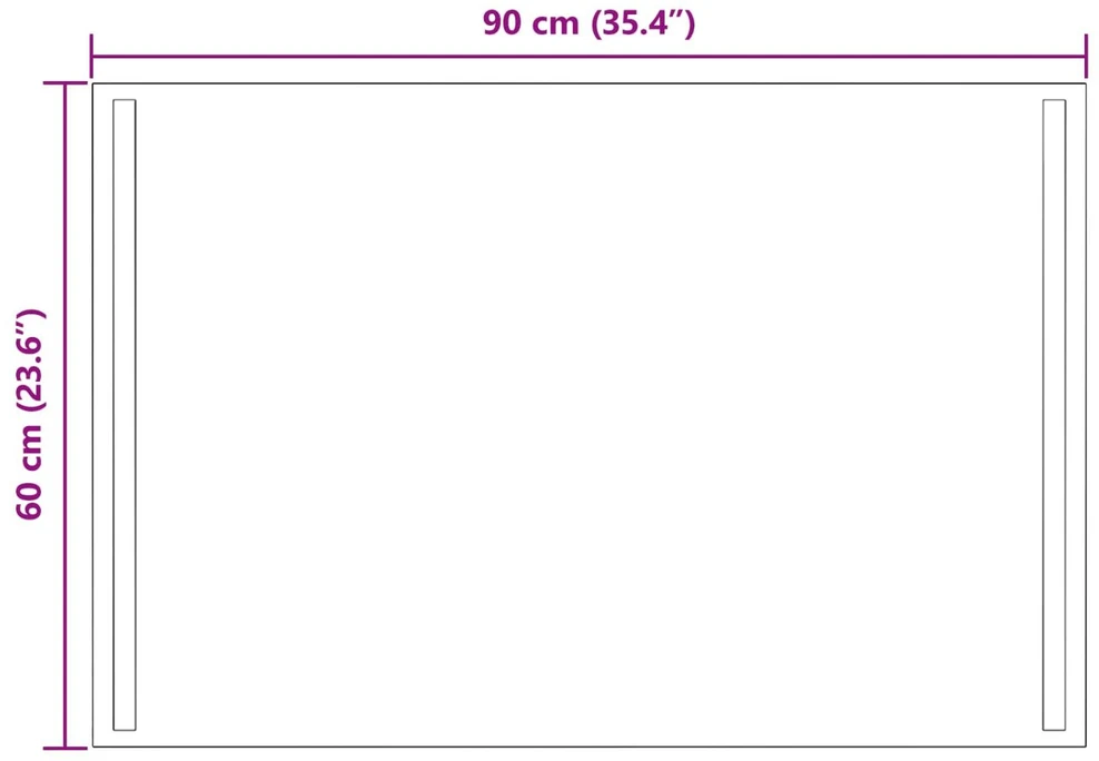 LED vonios veidrodis Skaidrus 90 x 60 cm grūdintas stiklas