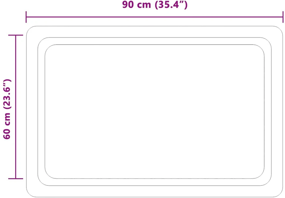 LED vonios veidrodis Skaidrus 90 x 60 cm grūdintas stiklas