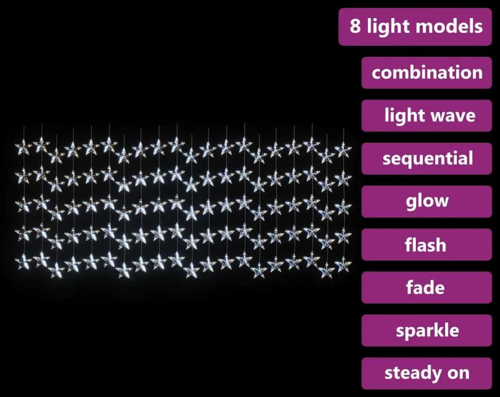 LED žvaigždžių užuolaida, 500 šaltų baltų LED lempučių