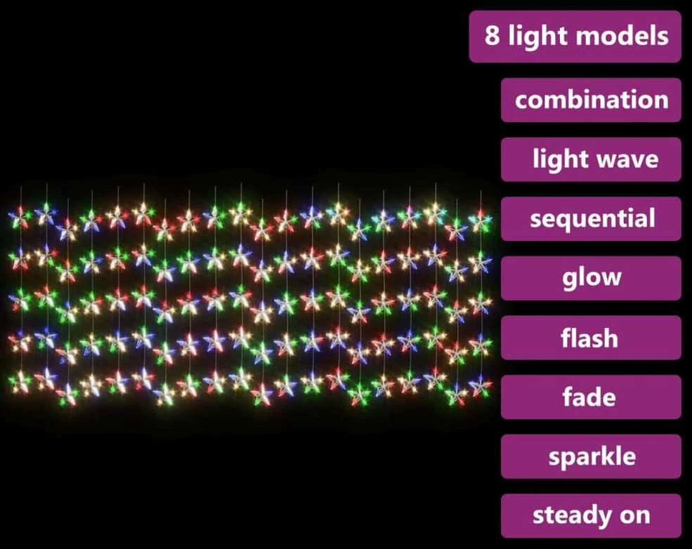 LED žvaigždžių užuolaida, 500 spalvotų LED lempučių