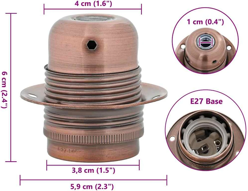 lempų laikikliai 2 vnt Raudona Bronze E27