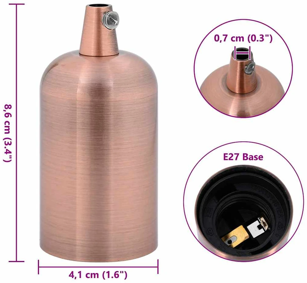 lempų laikikliai 2 vnt Raudona Bronze E27