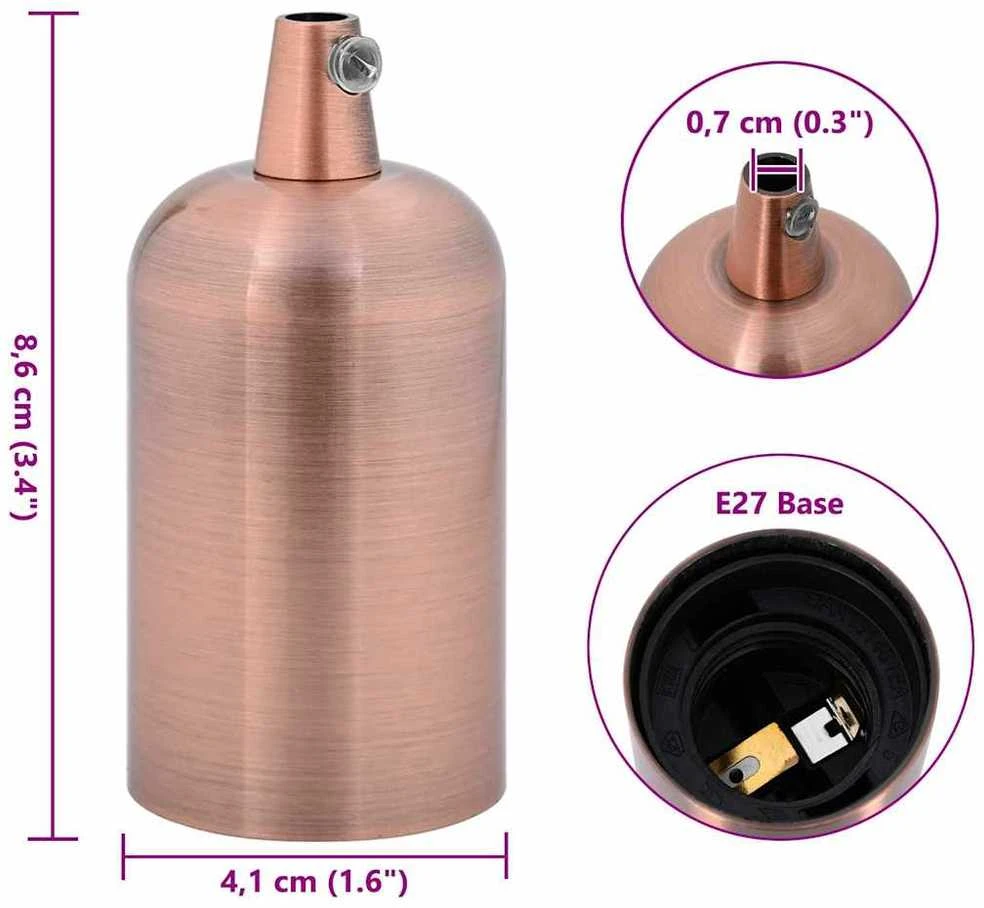 lempų laikikliai 2 vnt Raudona Bronze E27
