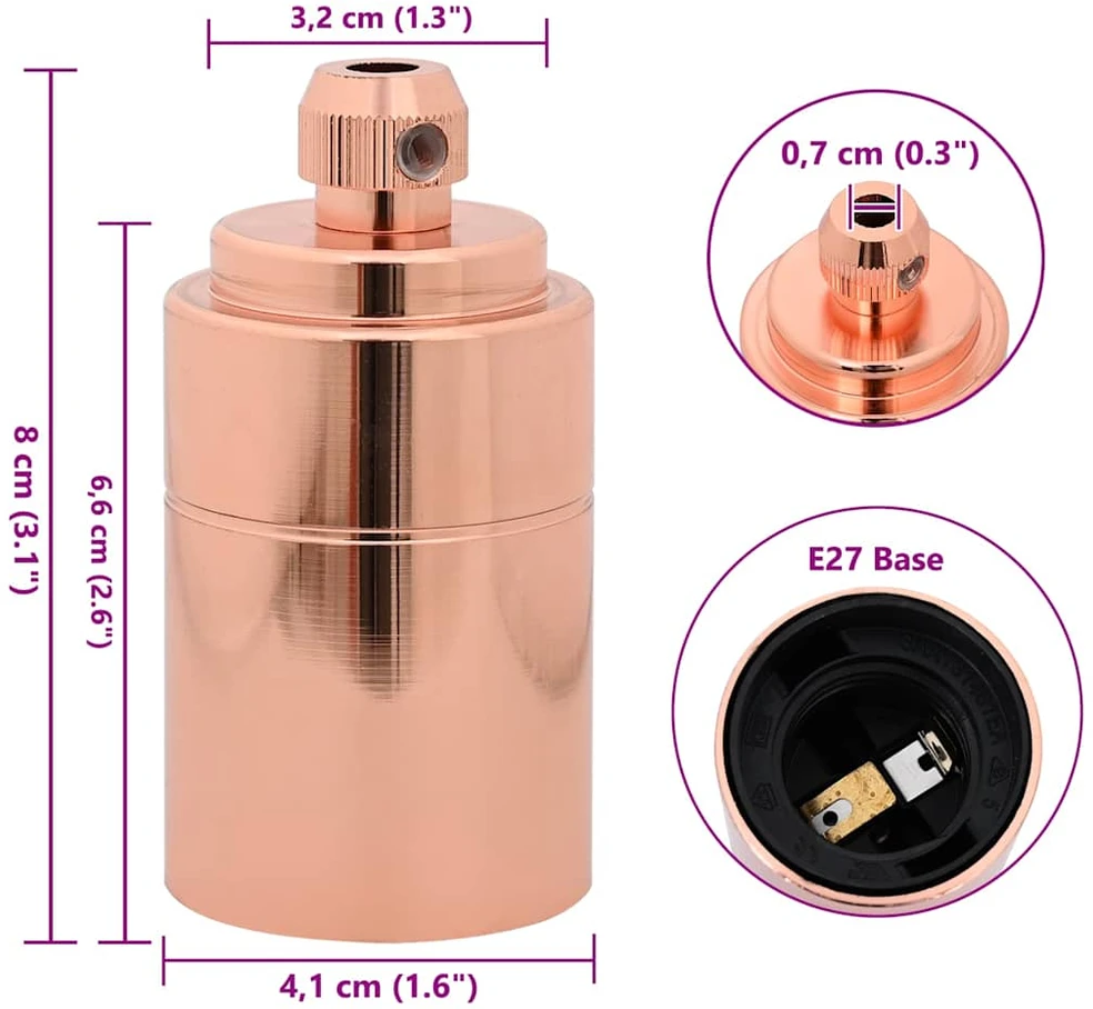lempų laikikliai 2 vnt Rose Gold E27