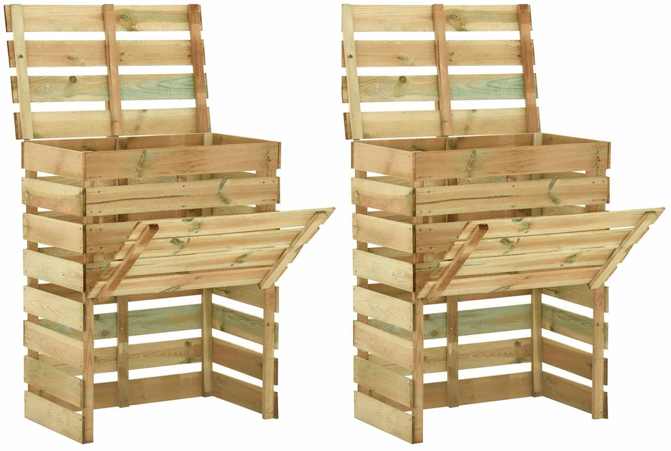 Lentų sodo kompostavimo dėžė 2 pcs Žalia 110 x 58 x 113 cm