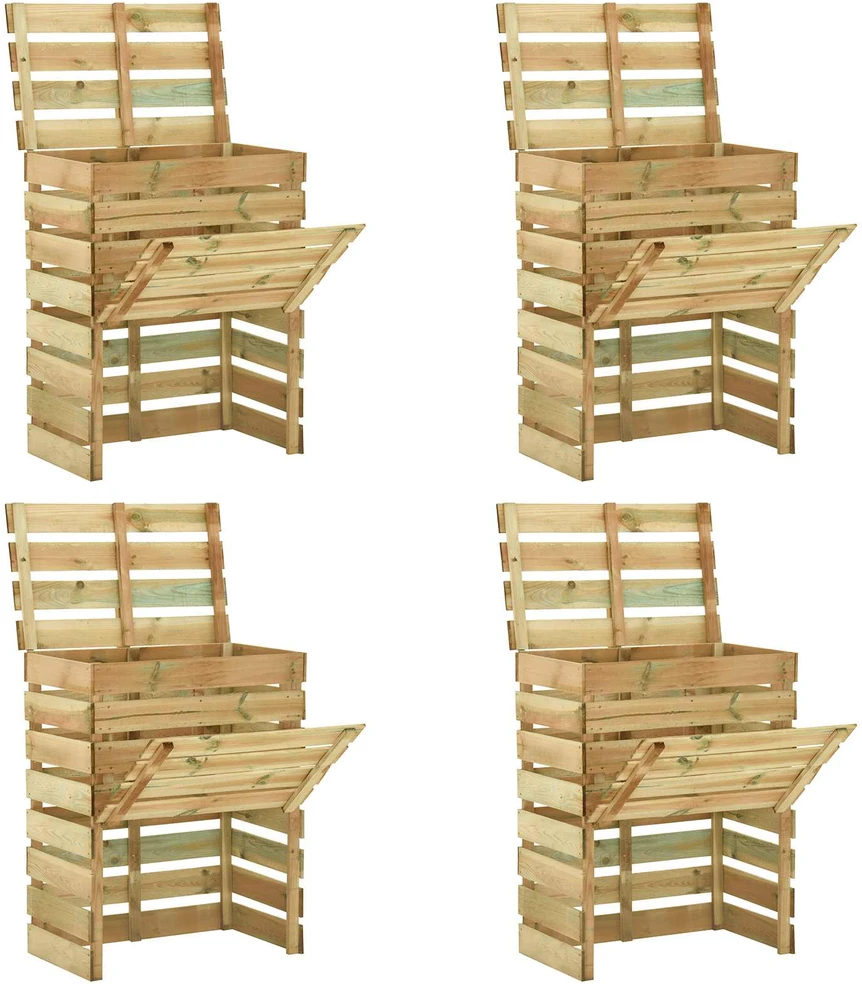 Lentų sodo kompostavimo dėžė 4 pcs Žalia 110 x 58 x 113 cm