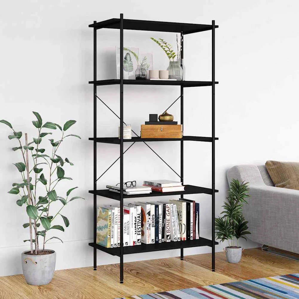 Lentyna, 5 aukštų, juodos spalvos, 80x40x163cm