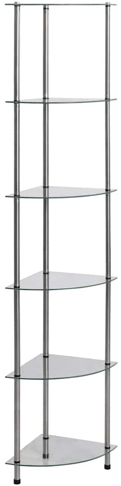 Lentyna, 6 aukštų, permatoma, 30x30x160cm, grūdintas stiklas