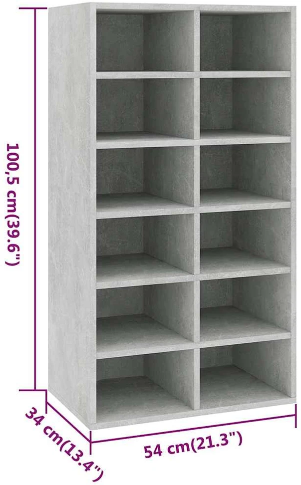 Lentyna batams, betono pilkos spalvos, 54x34x100,5cm, mediena