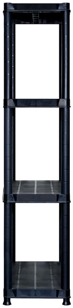 Lentyna daiktams, 4 aukštų, juoda, 122x30,5x130cm, plastikas
