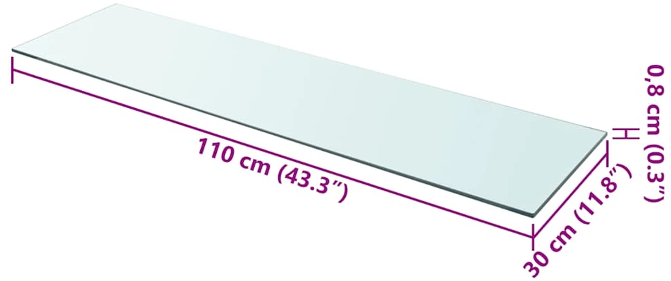 Lentynos plokštė, skaidrus stiklas, 110x30 cm