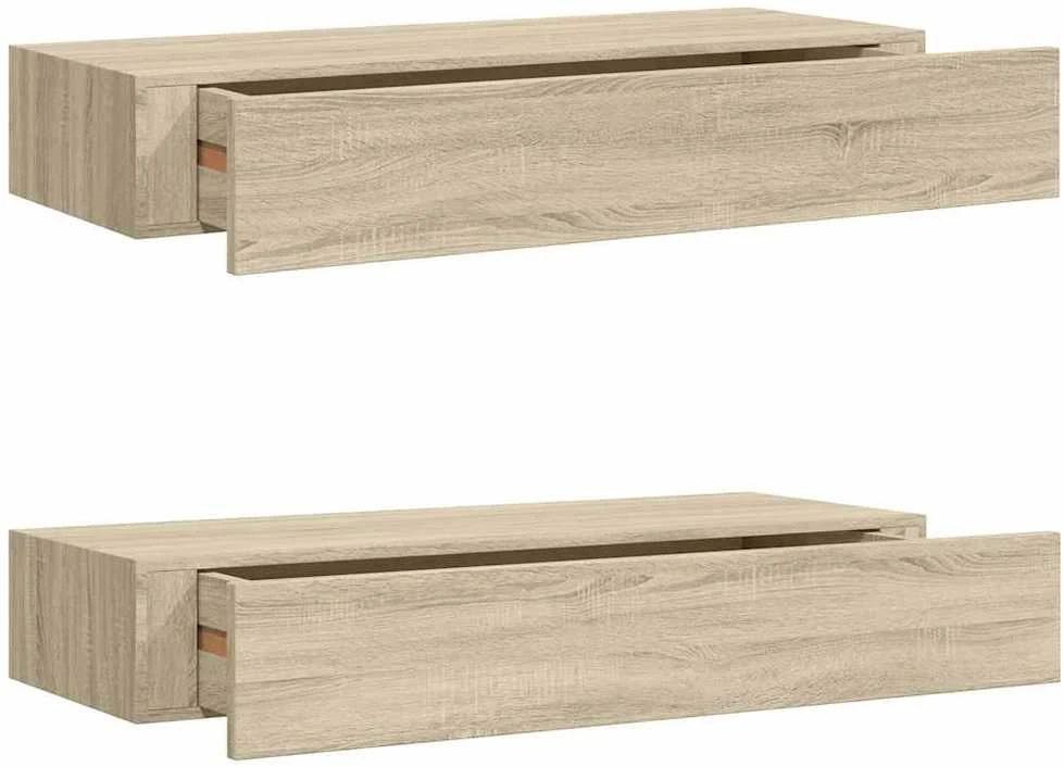 Lentynos su stalčiais, 2vnt., ąžuolo, 60x23,5x10cm, MDF