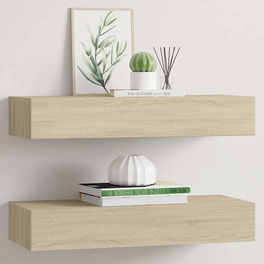 Lentynos su stalčiais, 2vnt., ąžuolo, 60x23,5x10cm, MDF