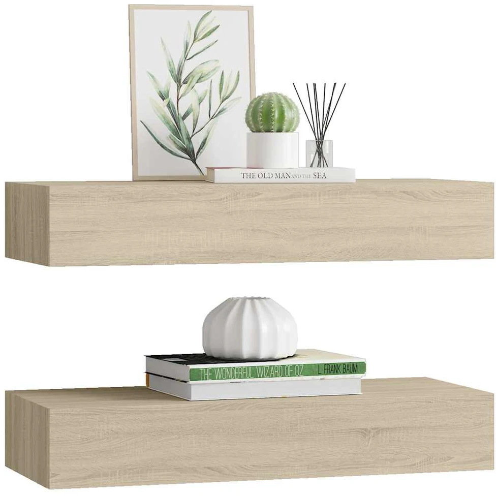 Lentynos su stalčiais, 2vnt., ąžuolo, 60x23,5x10cm, MDF