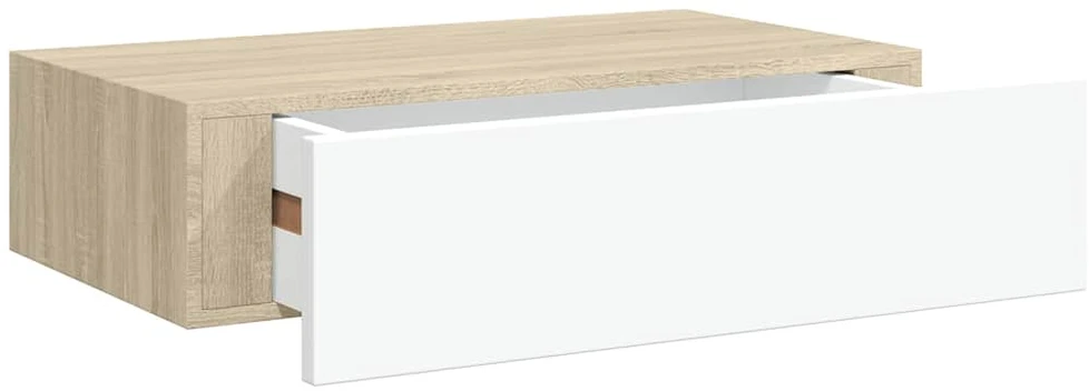 Lentynos su stalčiais, 2vnt., ąžuolo/baltos, 40x23,5x10cm, MDF
