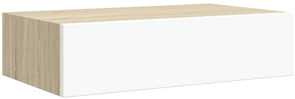 Lentynos su stalčiais, 2vnt., ąžuolo/baltos, 40x23,5x10cm, MDF