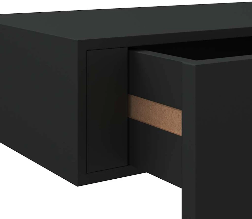 Lentynos su stalčiais, 2vnt., juodos, 60x23,5x10cm, MDF
