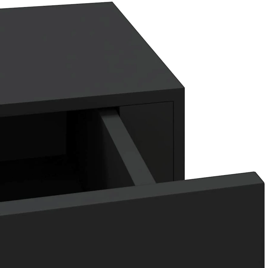 Lentynos su stalčiais, 2vnt., juodos, 60x23,5x10cm, MDF