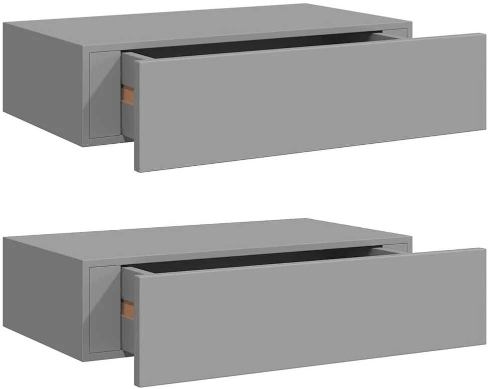 Lentynos su stalčiais, 2vnt., pilkos, 40x23,5x10cm, MDF