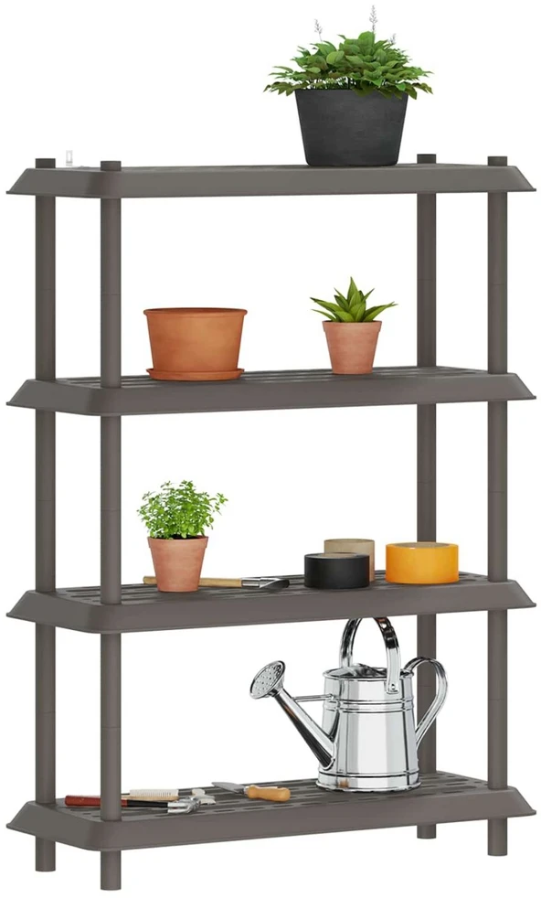 Lentynų sistema 4 lygiai 100 x 40 x 136,5 cm PP Šviesiai pilka