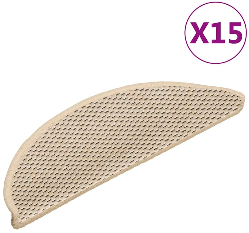 Lipnūs laiptų kilimėliai, 15vnt., berber spalvos, 56x17x3cm