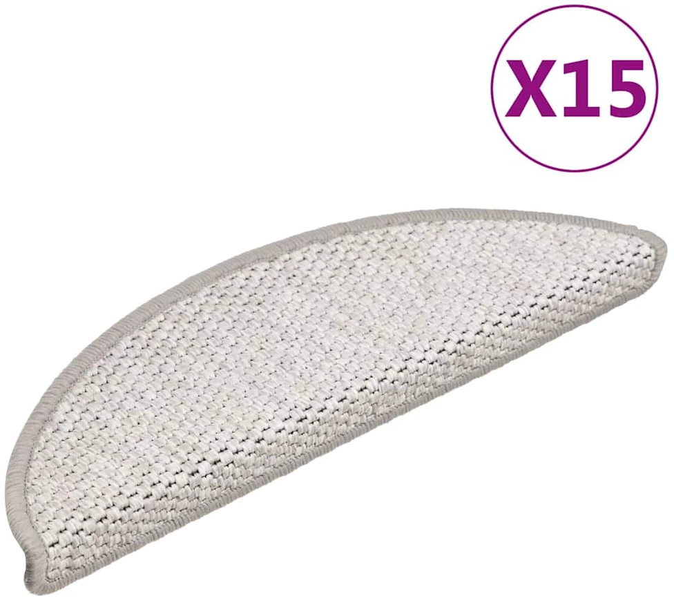 Lipnūs laiptų kilimėliai, 15vnt., platinos spalvos, 56x17x3cm