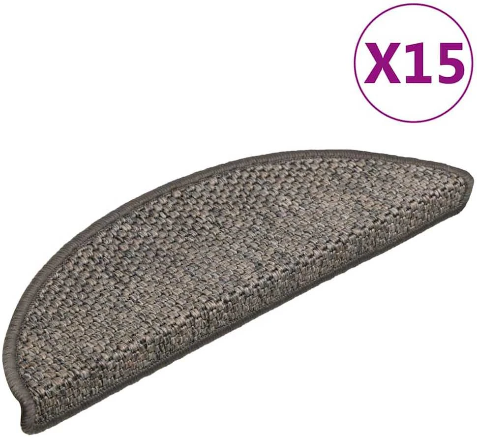 Lipnūs laiptų kilimėliai, 15vnt., rudi smėlio, 56x17x3cm