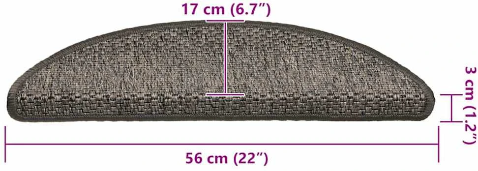 Lipnūs laiptų kilimėliai, 15vnt., rudi smėlio, 56x17x3cm