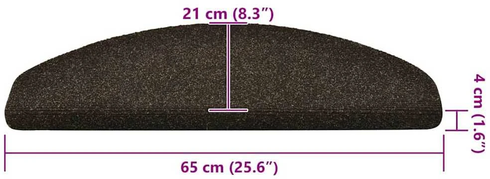 Laiptų kilimėliai, lipnūs, 30 vnt., 65x21x4 cm, tamsiai rudi, pusapvaliai, dideli