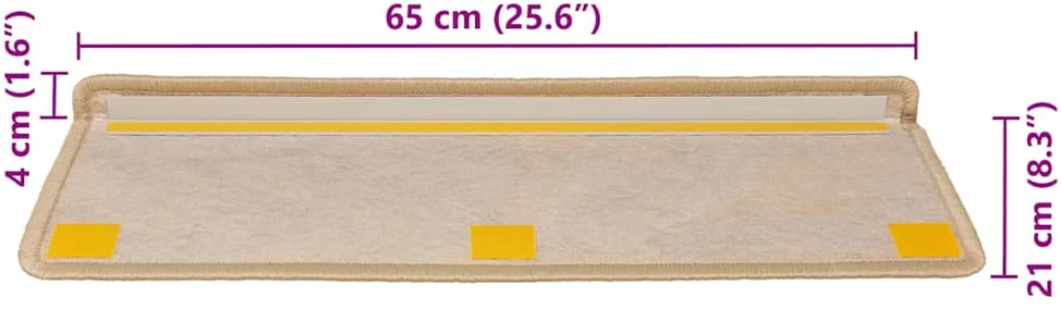 Lipnūs laiptų kilimėliai, 30vnt., šviesios smėlio, 65x21x4cm
