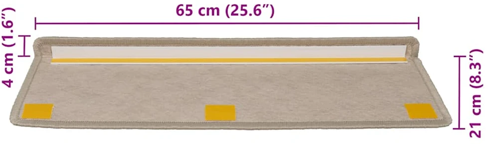 Lipnūs laiptų kilimėliai, 30vnt., tamsios smėlio, 65x21x4cm