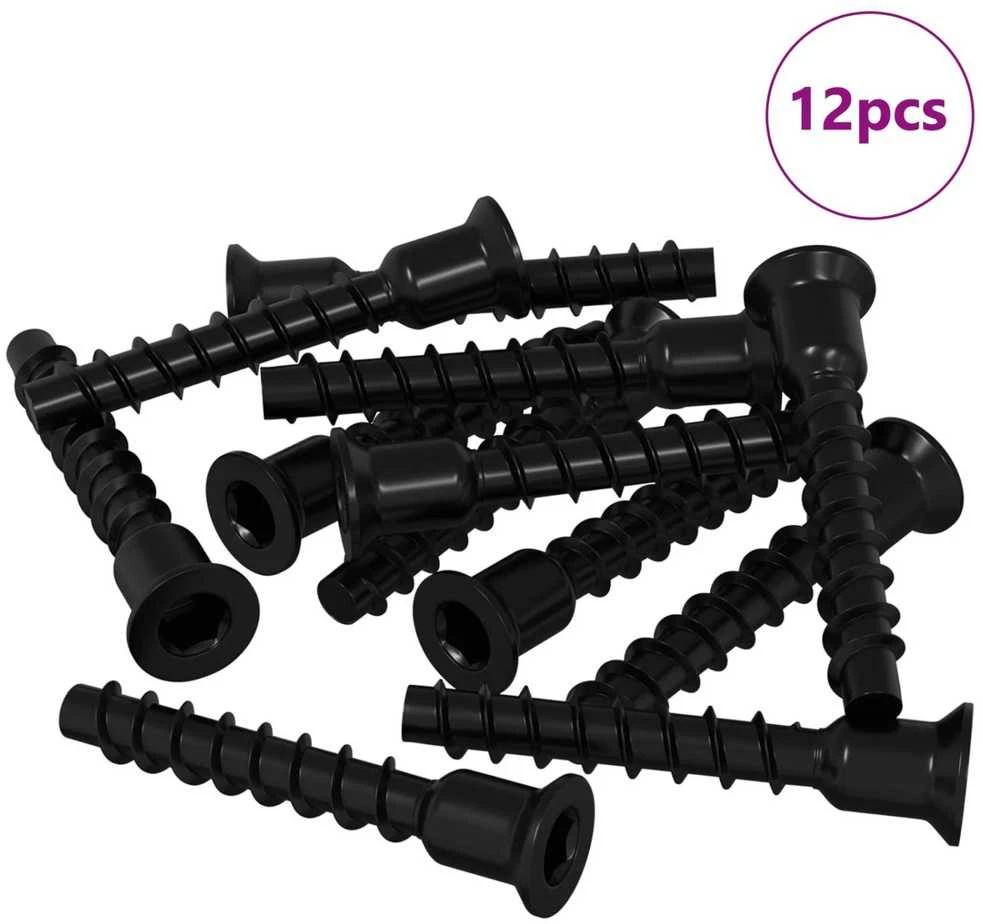 Lizdas su dangteliu varžtas 12 vnt. Juoda 7 x 40 mm Geležis