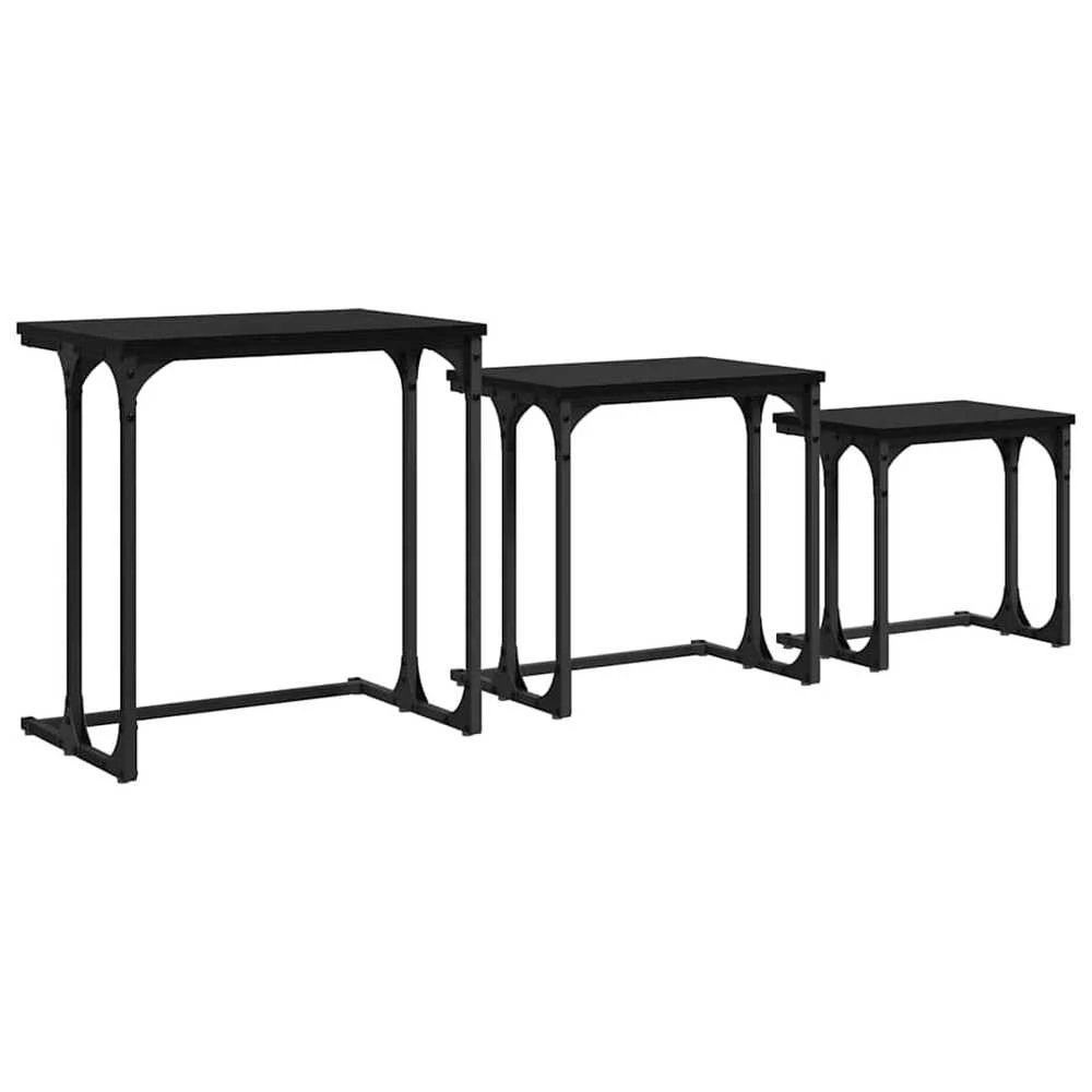 Lizdinių kavos stalas 3 vnt. juoda ąžuolo 50.5 x 35 x 53 cm