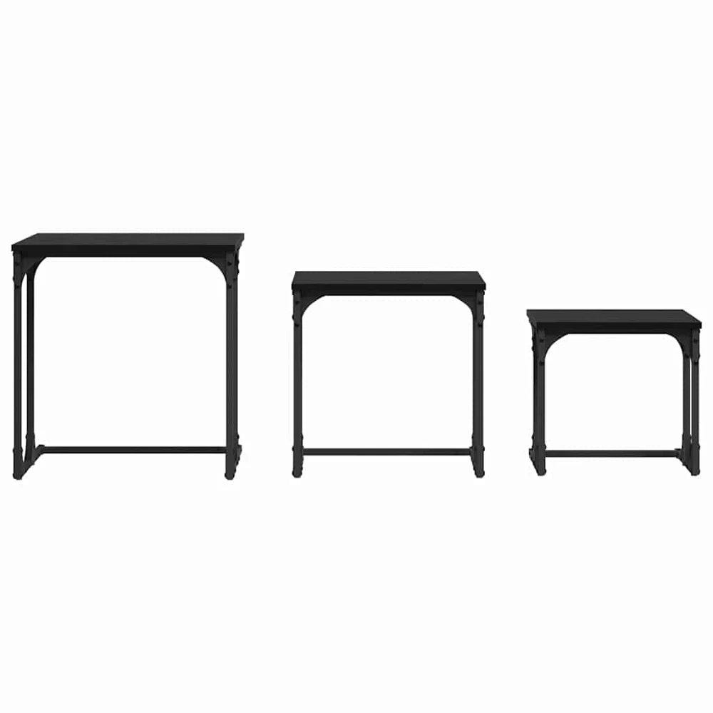 Lizdinių kavos stalas 3 vnt. juoda ąžuolo 50.5 x 35 x 53 cm