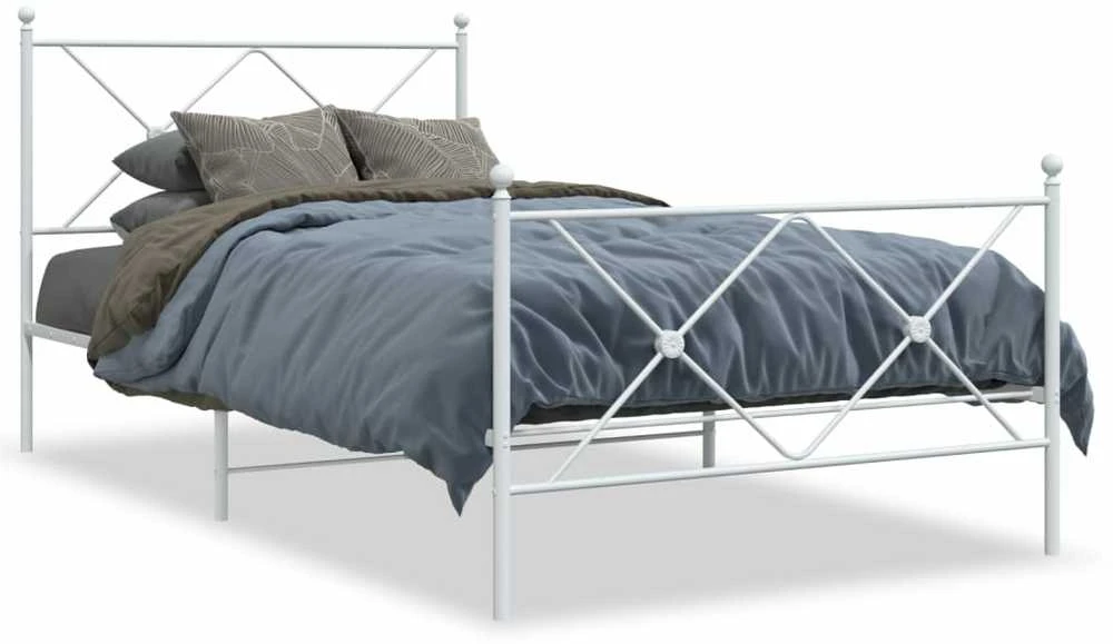 Lova Lovos rėmas su galvūgaliu/kojūgaliu, baltas, 107x203cm, metalas