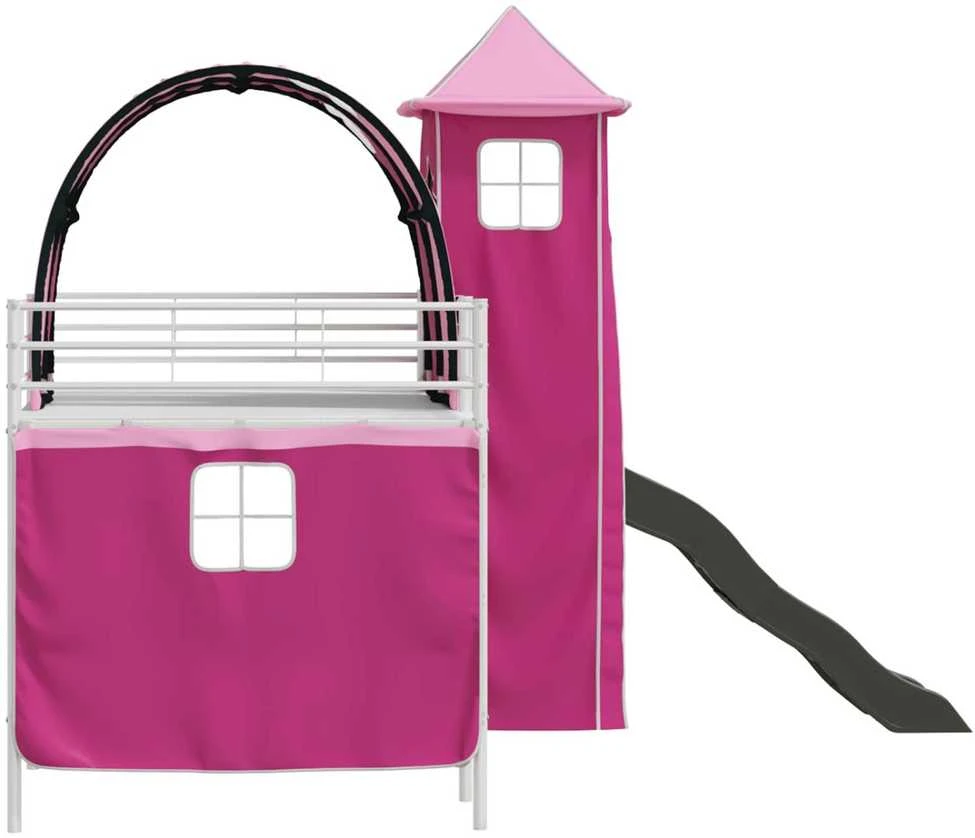 Vaikiška dvigulė lova Balta ir rožinė 107 x 203 cm Metalas