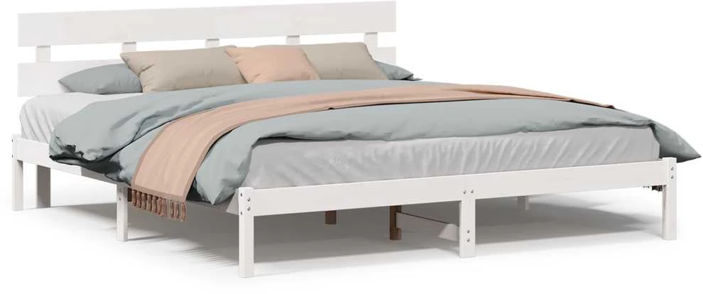 Lovos rėmas Balta 200 x 200 cm Pušies medienos masyvas