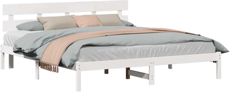 Lovos rėmas Balta 200 x 200 cm Pušies medienos masyvas
