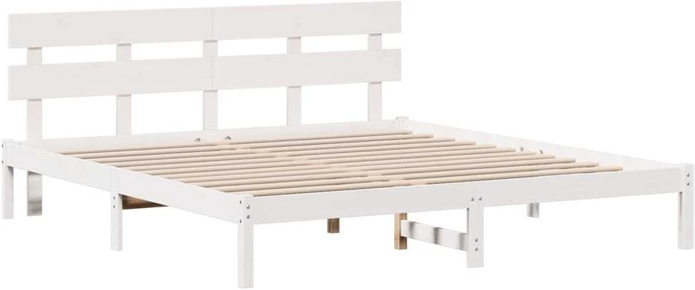 Lovos rėmas Balta 200 x 200 cm Pušies medienos masyvas