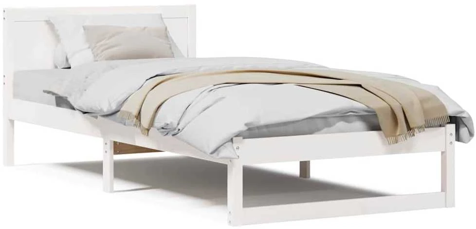 Lova Lovos rėmas Balta 100 x 200 cm Kietos pušies mediena
