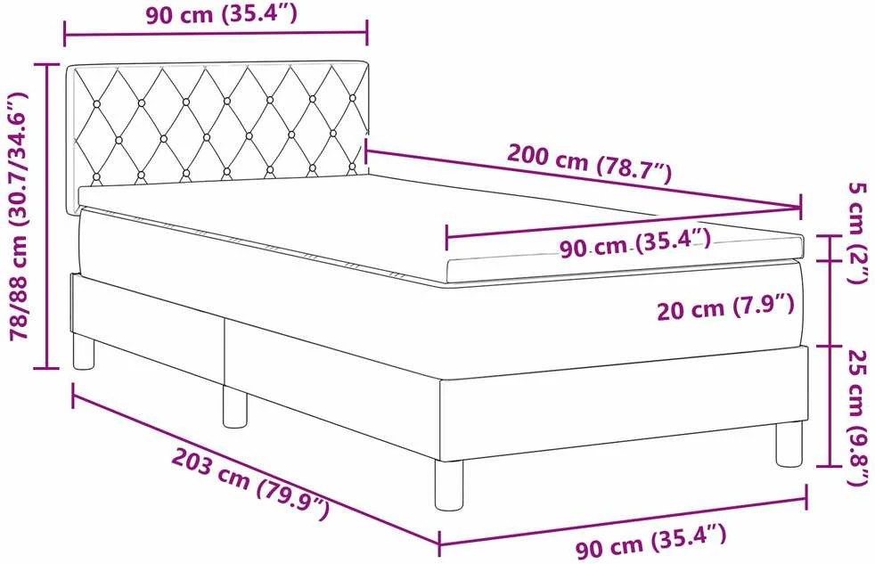 Kiemas lova su čiužiniu su galvūgalio Juoda 90 x 200 cm Aksomas