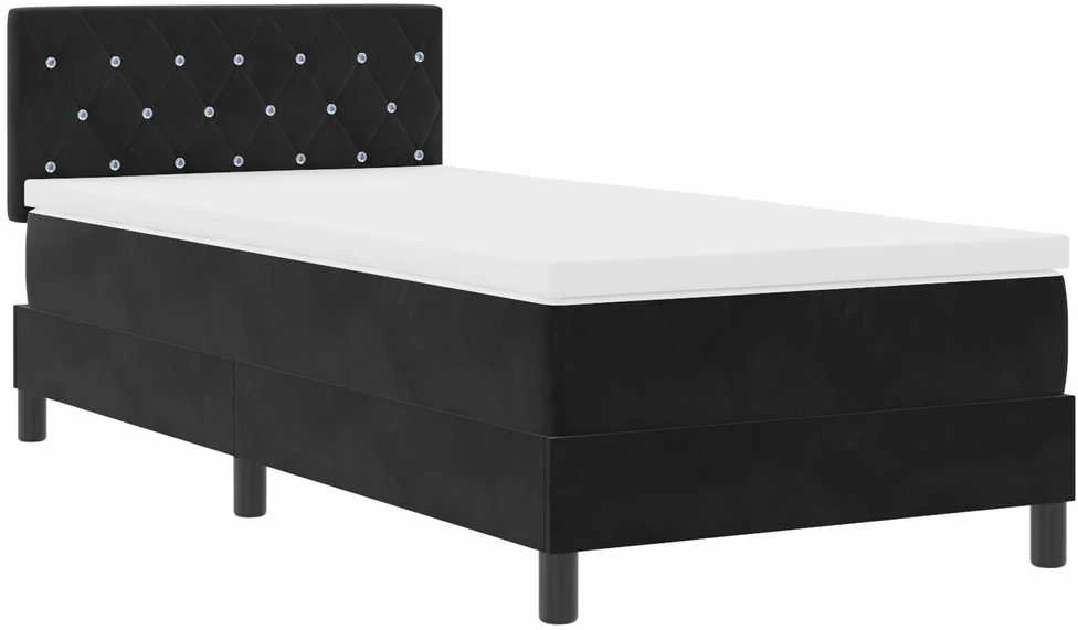 Kiemas lova su čiužiniu su galvūgalio Juoda 90 x 200 cm Aksomas