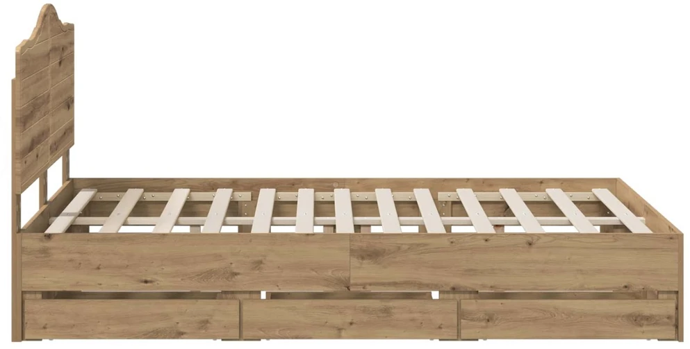 Lova Bed Frame with Storage and Headboard Artisan Oak 140 x 190 cm
