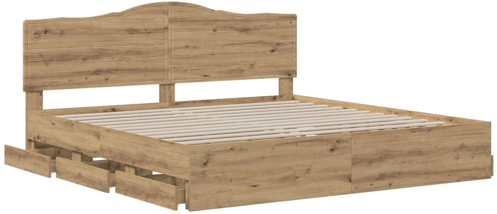 Lova Bed Frame with Storage and Headboard Artisan Oak 180 x 200 cm
